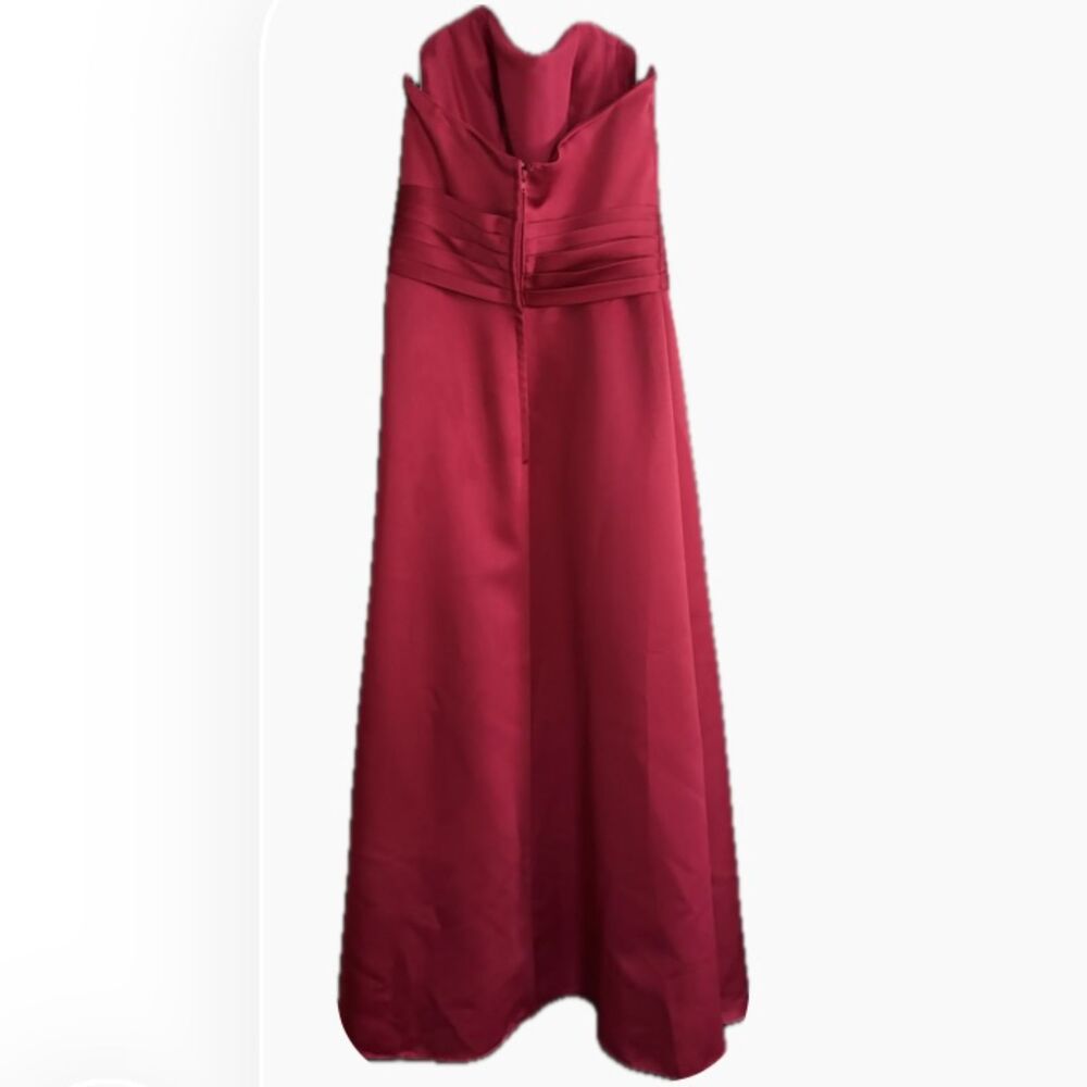 Alfred Angelo Claret Red Strapless Formal Maxi Dress Size 4 Belted Satin - Picture 2 of 8